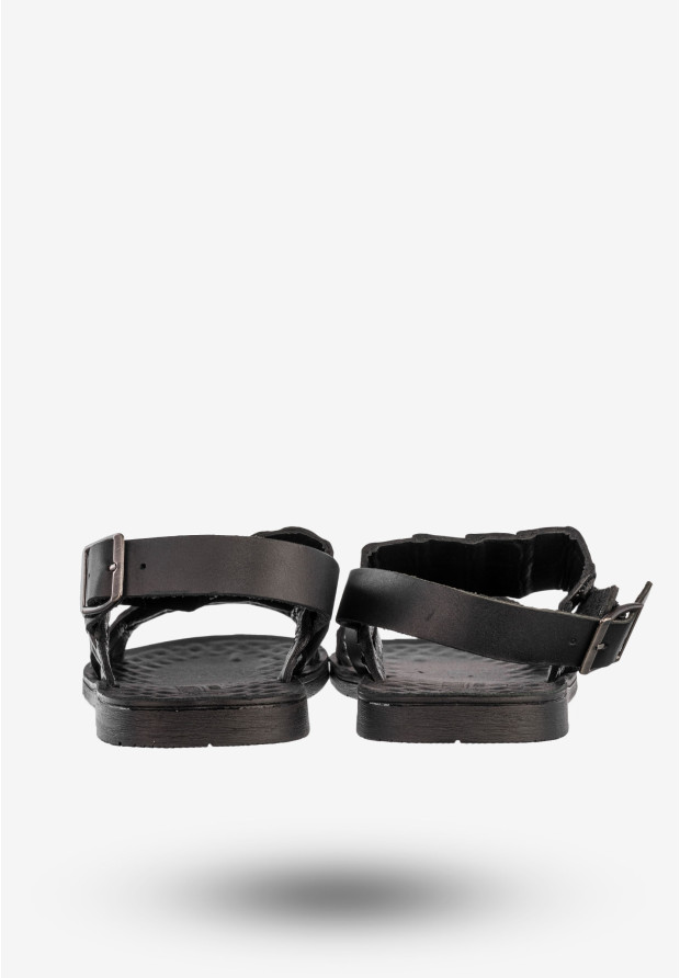 Sandały Męskie Skórzane Buty Eleganckie Wygodne Czarne Tibet