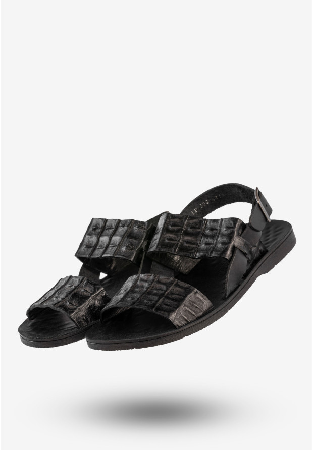 Sandały Męskie Skórzane Buty Eleganckie Wygodne Czarne Tibet