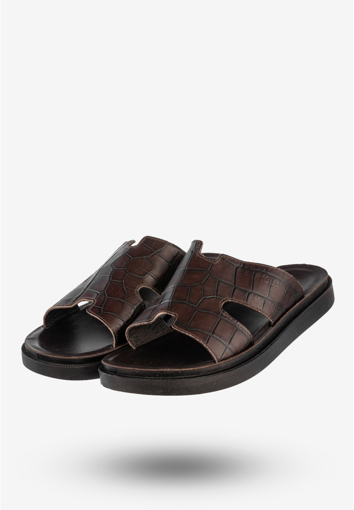 Klapki Męskie Skórzane Buty Eleganckie Wygodne Brązowe Tibet