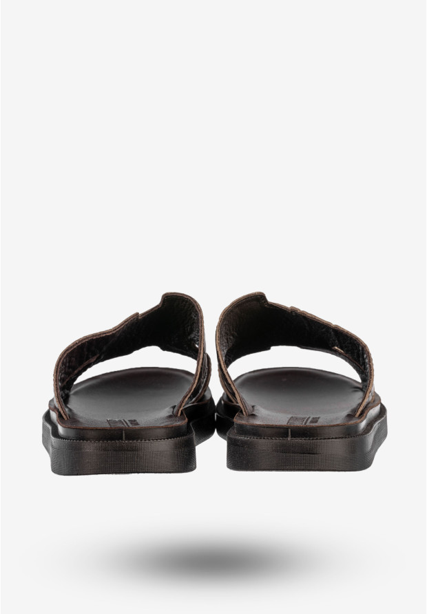 Klapki Męskie Skórzane Buty Eleganckie Wygodne Brązowe Tibet