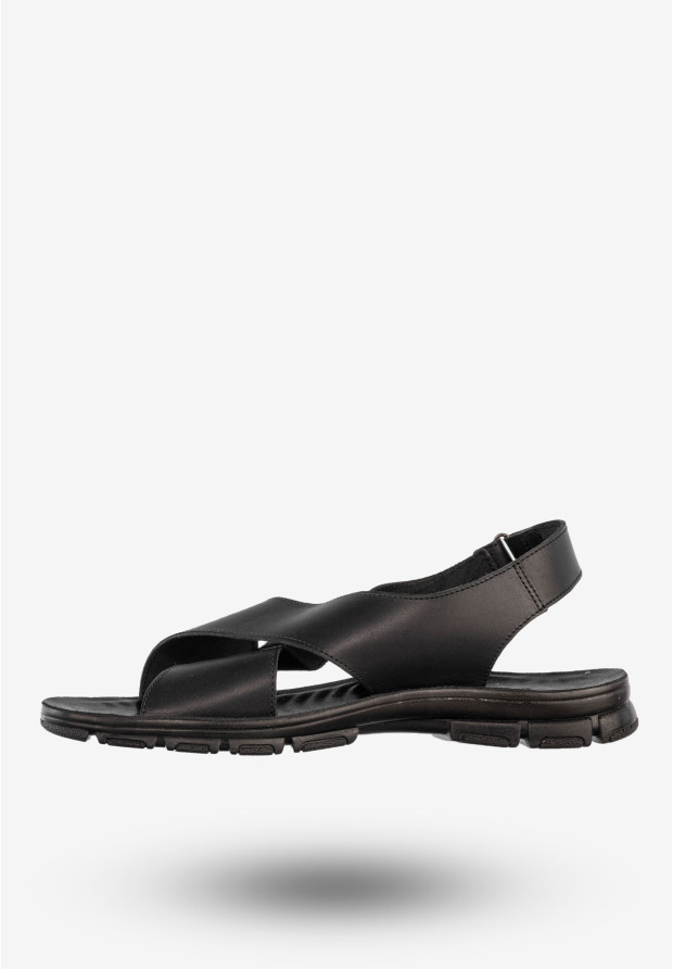 Sandały Męskie Skórzane Buty Eleganckie Wygodne Czarne Tibet
