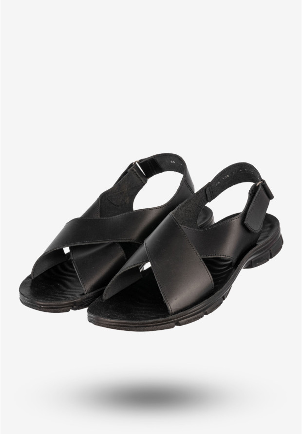 Sandały Męskie Skórzane Buty Eleganckie Wygodne Czarne Tibet