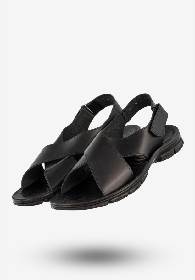 Sandały Męskie Skórzane Buty Eleganckie Wygodne Czarne Tibet