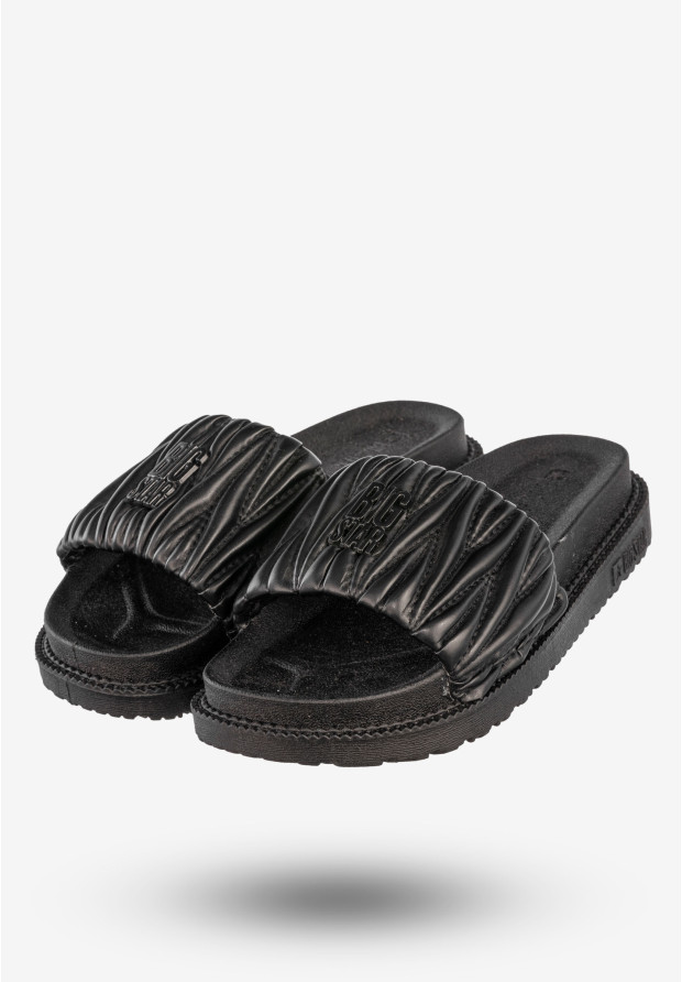 Klapki Damskie BIG STAR Ekoskóra Buty Casual Platforma Czarne NN274A745