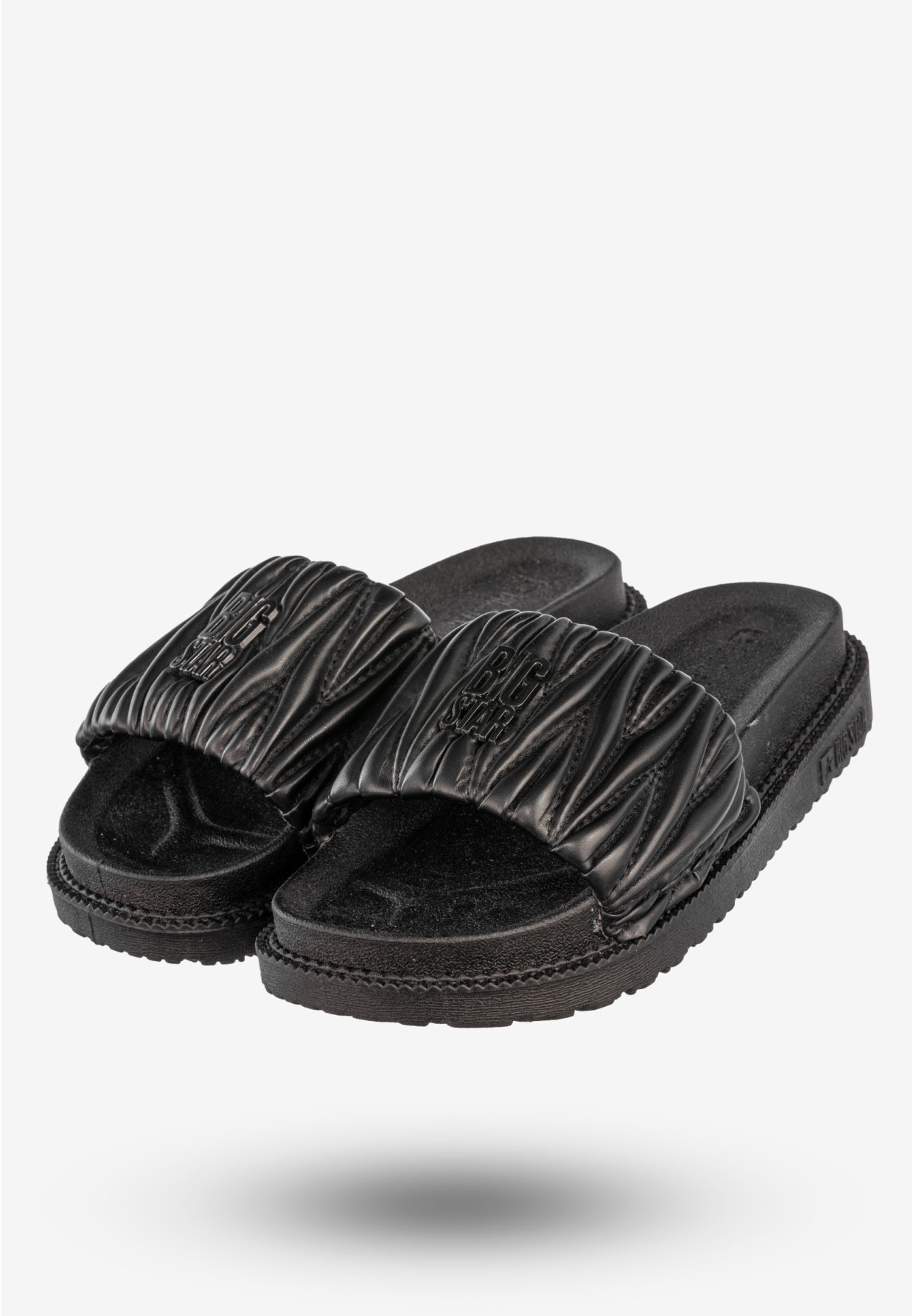 Klapki Damskie BIG STAR Ekoskóra Buty Casual Platforma Czarne NN274A745