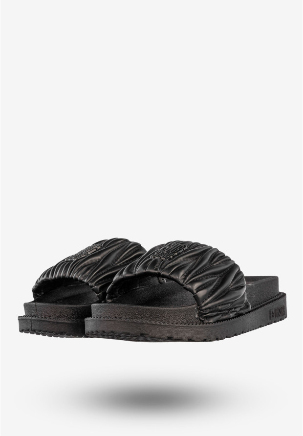 Klapki Damskie BIG STAR Ekoskóra Buty Casual Platforma Czarne NN274A745