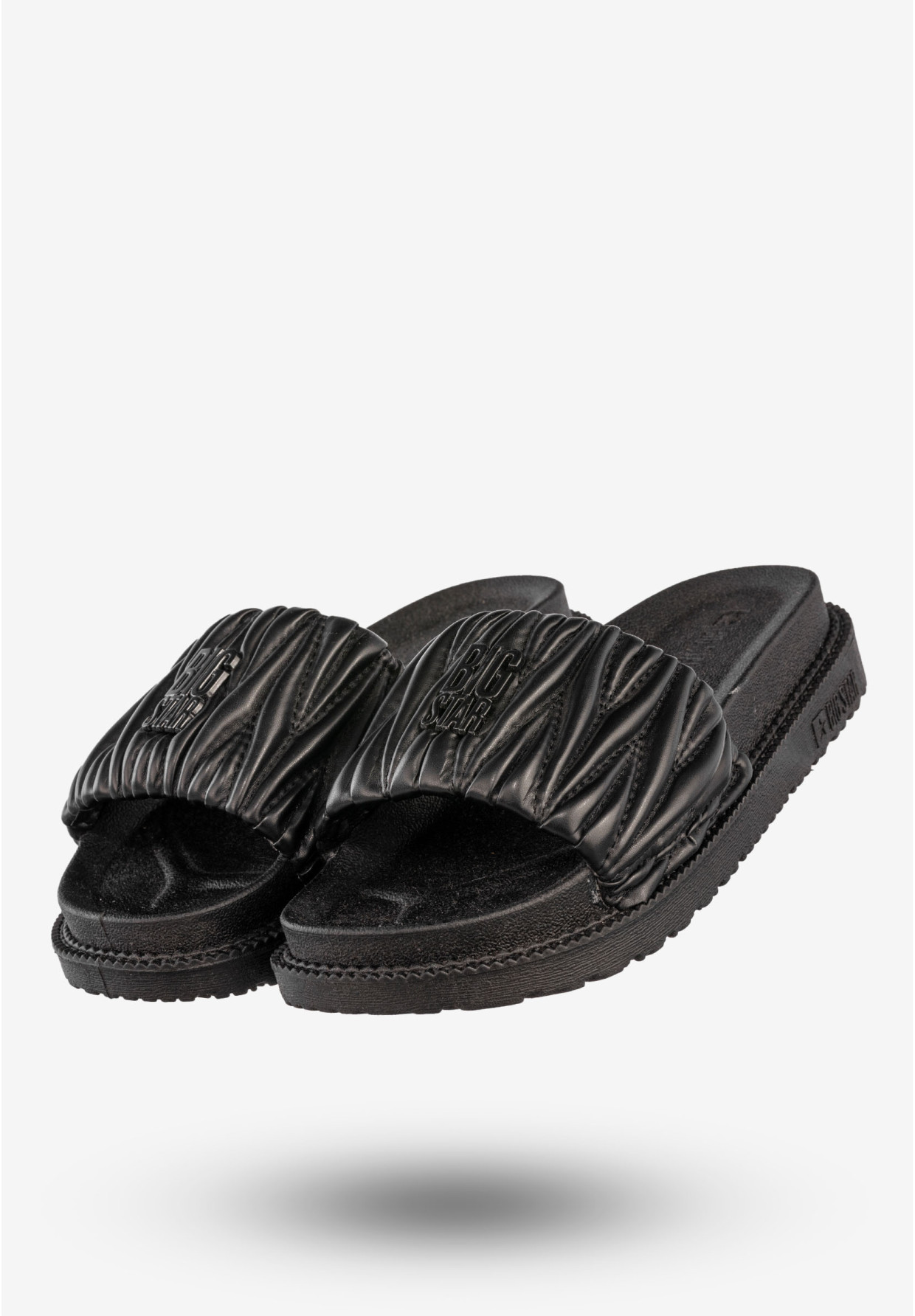 Klapki Damskie BIG STAR Ekoskóra Buty Casual Platforma Czarne NN274A745