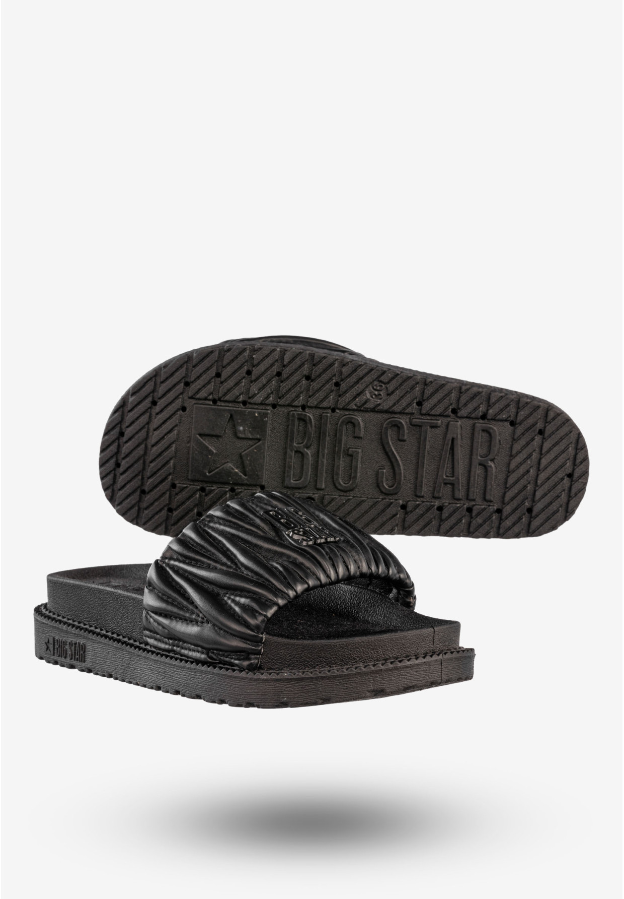 Klapki Damskie BIG STAR Ekoskóra Buty Casual Platforma Czarne NN274A745