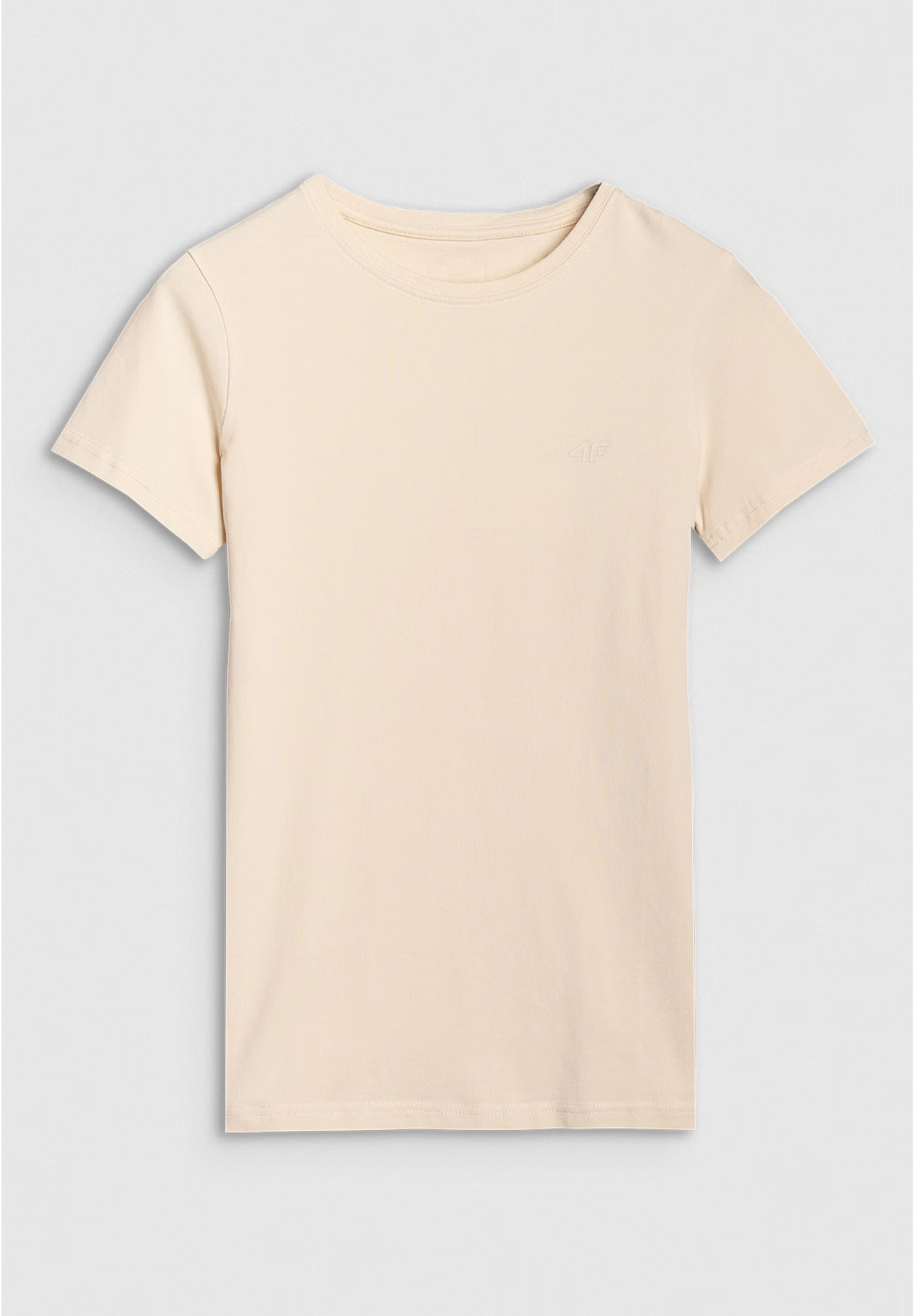 Koszulka Damska 4F T-shirt Slim Fit Beżowa 4FWSS25TTSHF2351