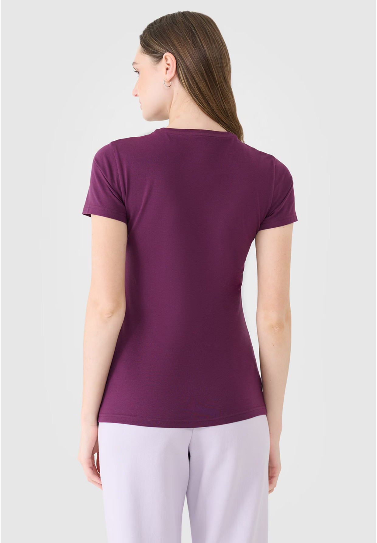 Koszulka Damska 4F T-shirt Slim Fit Fioletowa 4FWSS25TTSHF2351