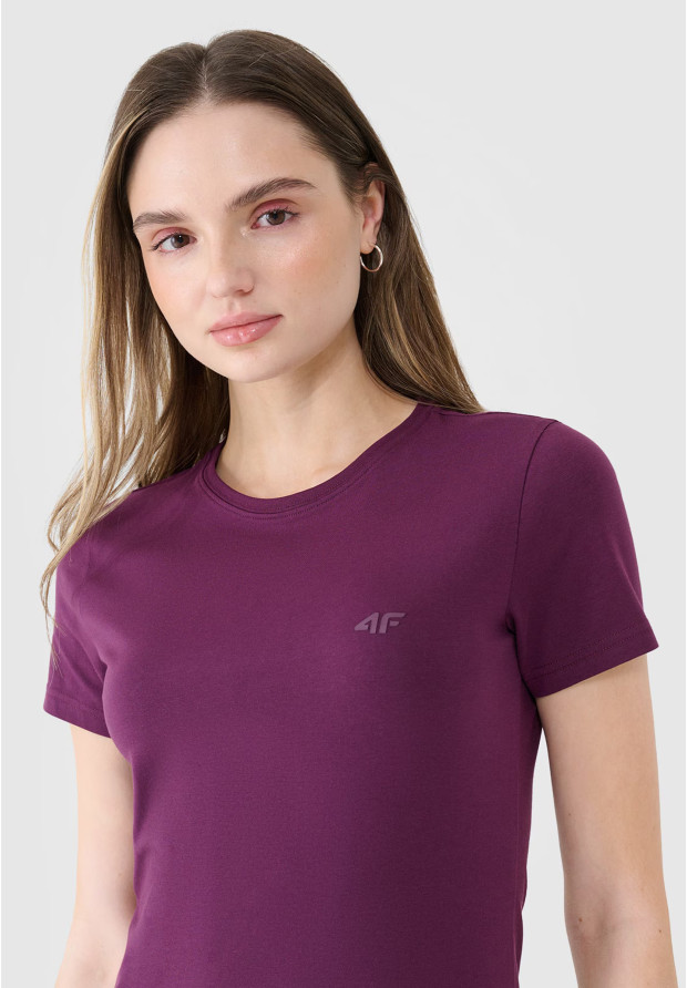 Koszulka Damska 4F T-shirt Slim Fit Fioletowa 4FWSS25TTSHF2351
