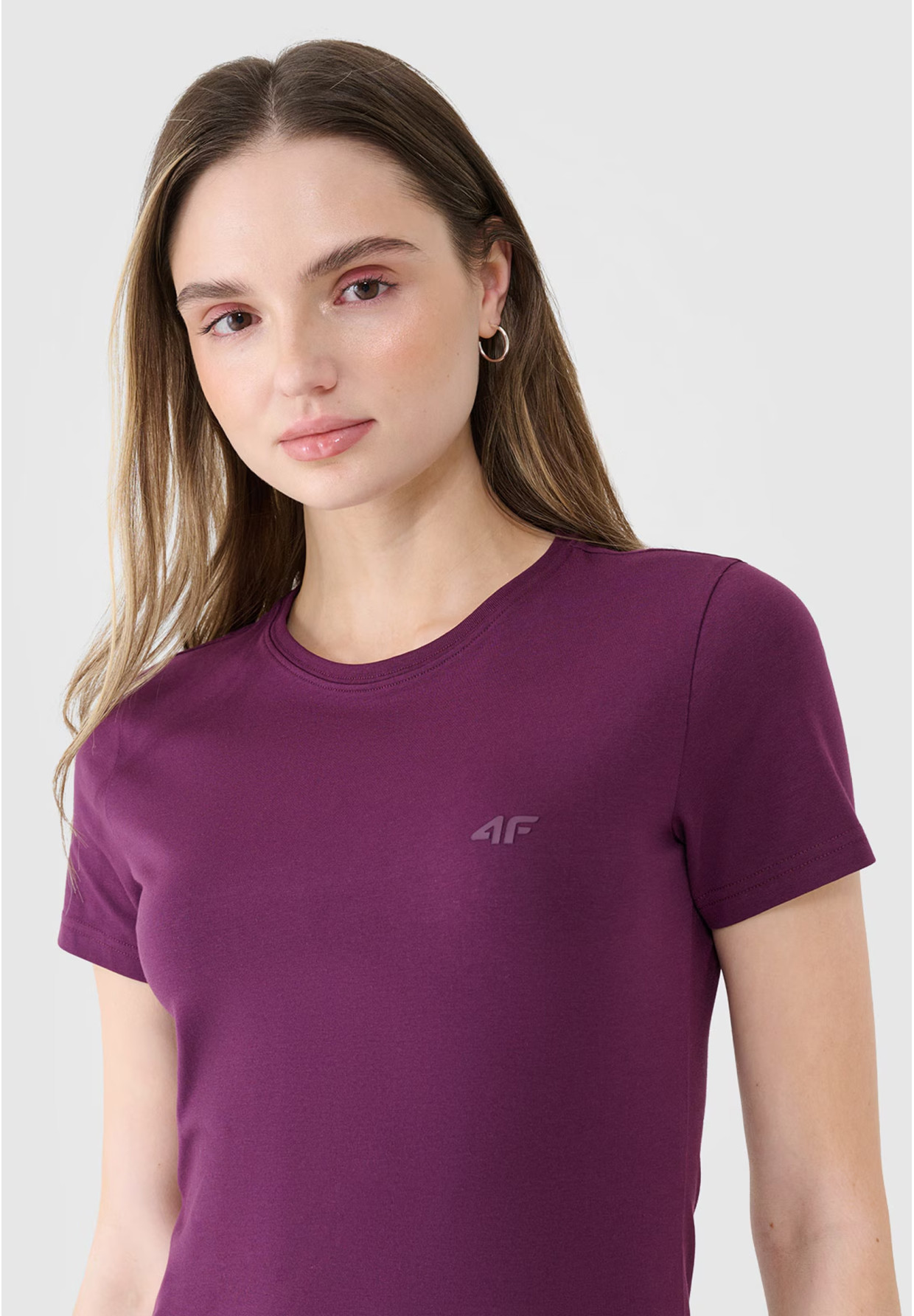 Koszulka Damska 4F T-shirt Slim Fit Fioletowa 4FWSS25TTSHF2351
