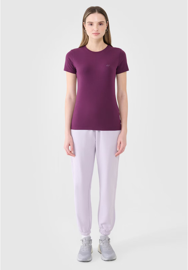 Koszulka Damska 4F T-shirt Slim Fit Fioletowa 4FWSS25TTSHF2351