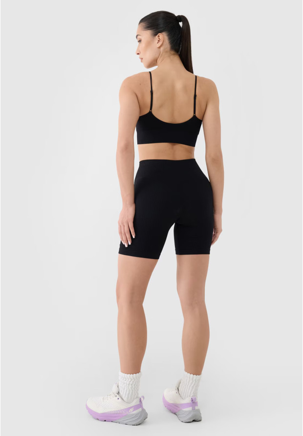Kolarki Damskie 4F Sportowe Legginsy Spodenki Krótkie Treningowe Czarne 4FWSS25TFSTF014