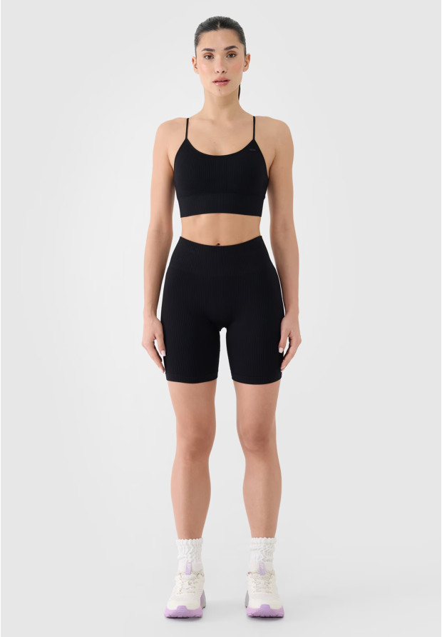 Kolarki Damskie 4F Sportowe Legginsy Spodenki Krótkie Treningowe Czarne 4FWSS25TFSTF014