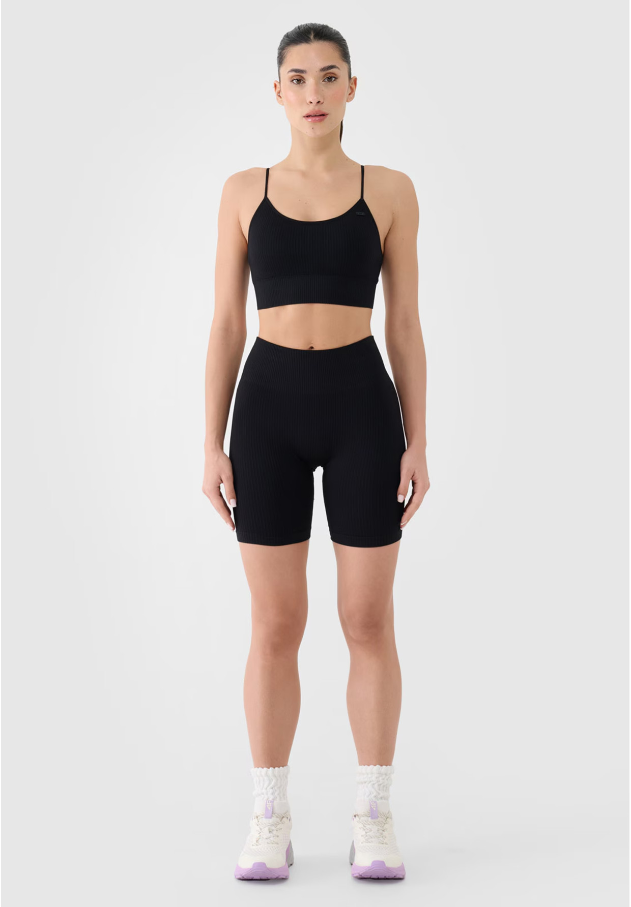 Kolarki Damskie 4F Sportowe Legginsy Spodenki Krótkie Treningowe Czarne 4FWSS25TFSTF014