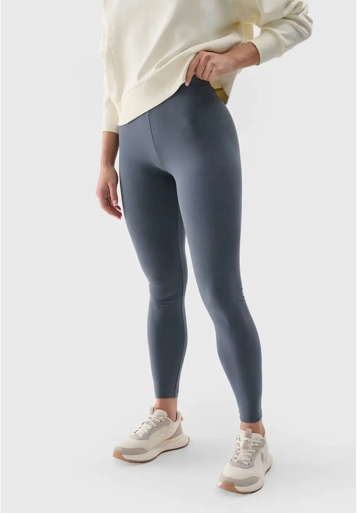 Legginsy Damskie 4F Sportowe Spodnie Dzianina Grafitowe 4FWSS25TTIGF203