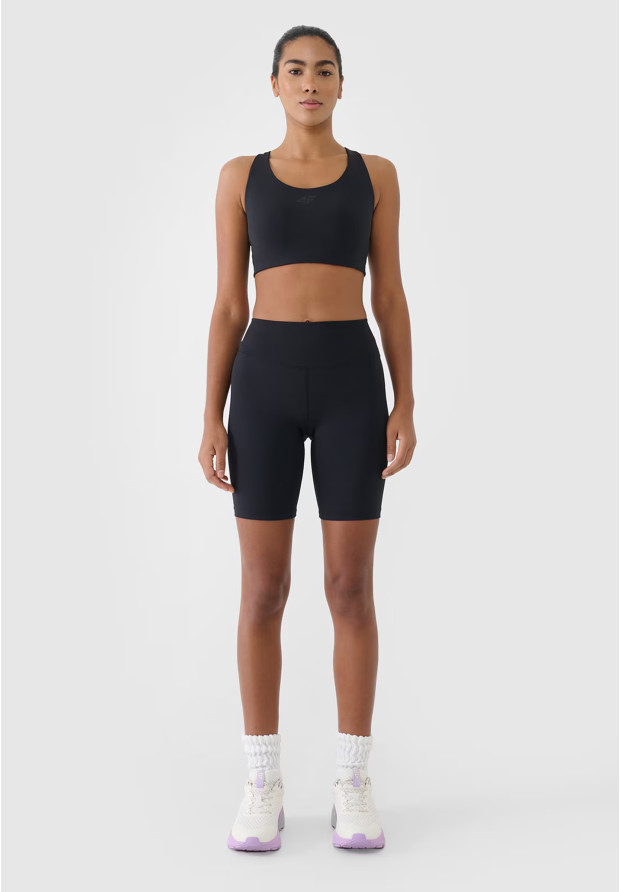 Kolarki Damskie 4F Sportowe Legginsy Spodenki Krótkie Treningowe Czarne 4FWMM00TFSTF080