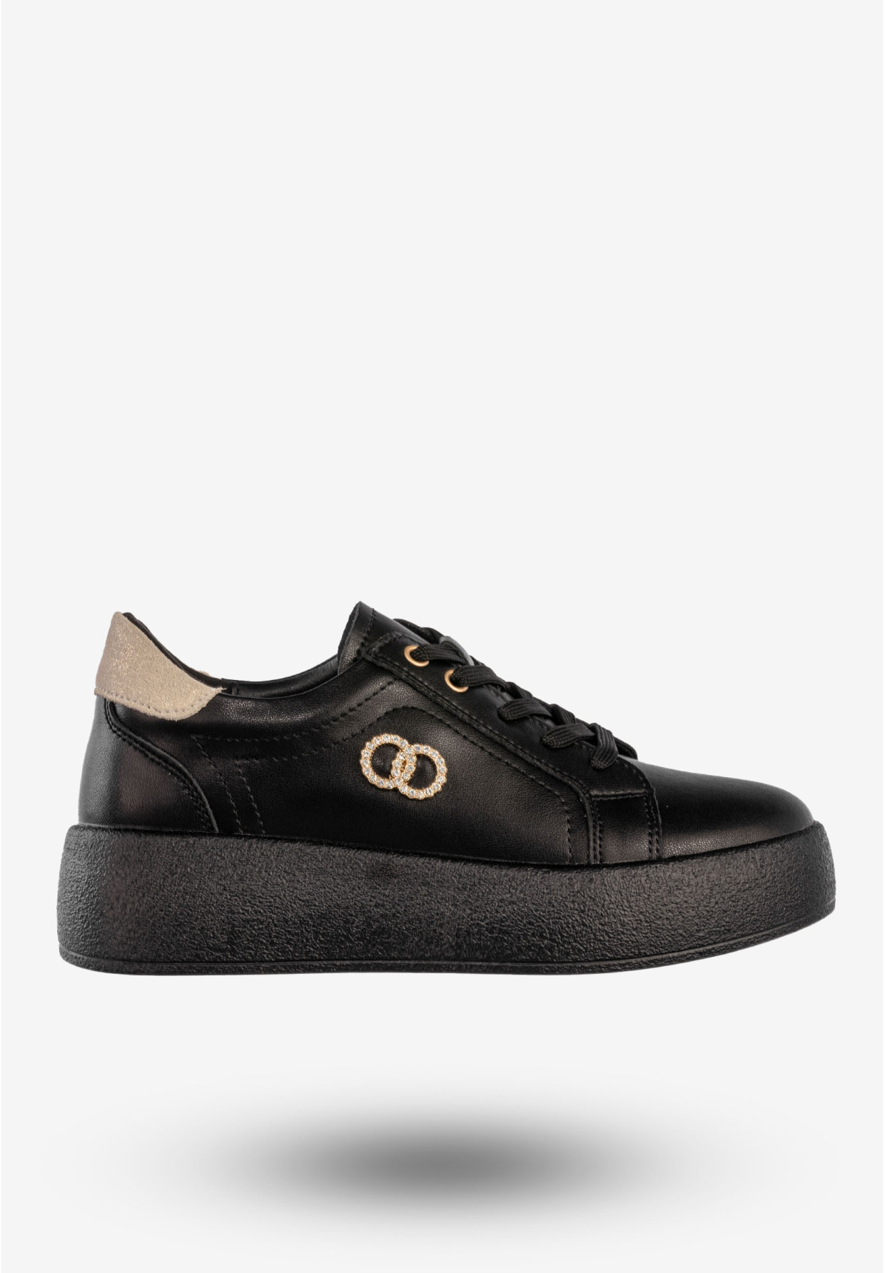 Półbuty Damskie Skórzane Buty Na Platformie Sneakersy Czarne Filippo