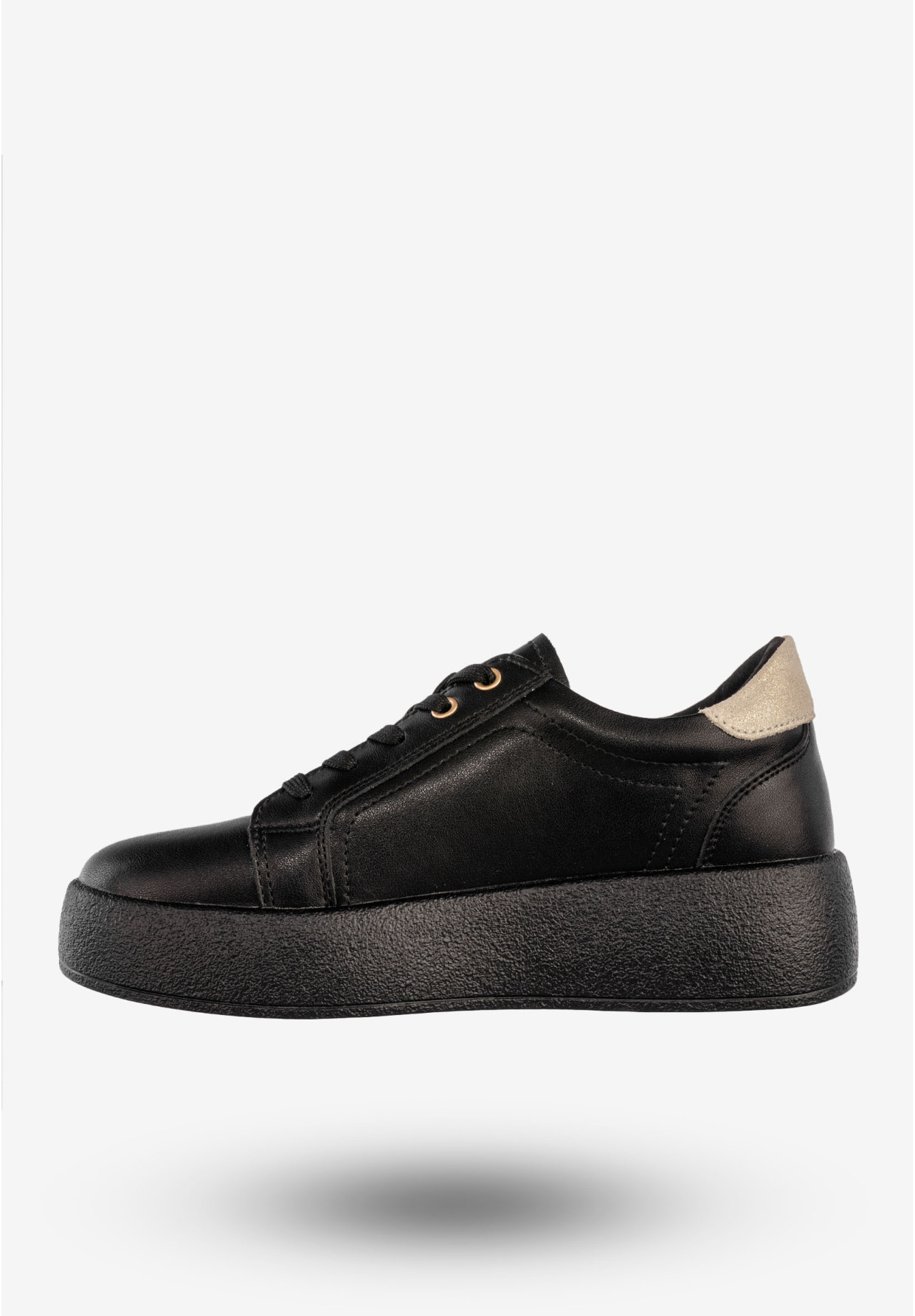 Półbuty Damskie Skórzane Buty Na Platformie Sneakersy Czarne Filippo