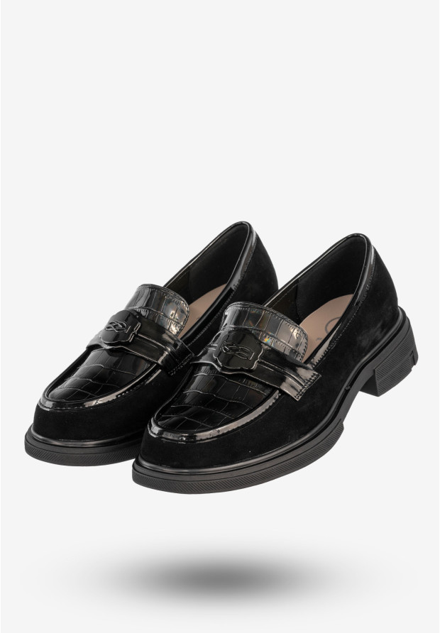 Mokasyny Damskie Skórzane Buty Eleganckie Półbuty Czarne Filippo
