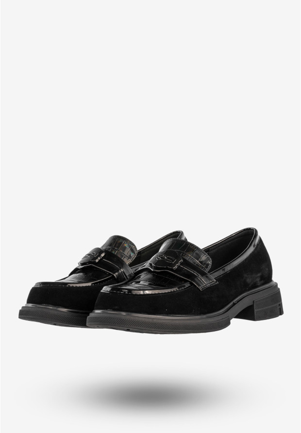 Mokasyny Damskie Skórzane Buty Eleganckie Półbuty Czarne Filippo