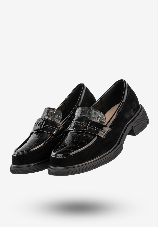 Mokasyny Damskie Skórzane Buty Eleganckie Półbuty Czarne Filippo