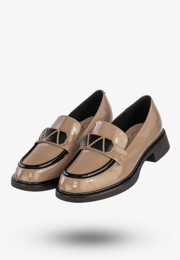Mokasyny Damskie Skórzane Buty Eleganckie Półbuty Beżowe Filippo