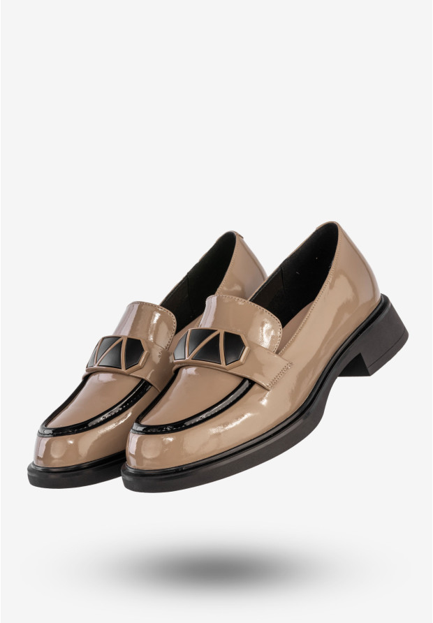 Mokasyny Damskie Skórzane Buty Eleganckie Półbuty Beżowe Filippo