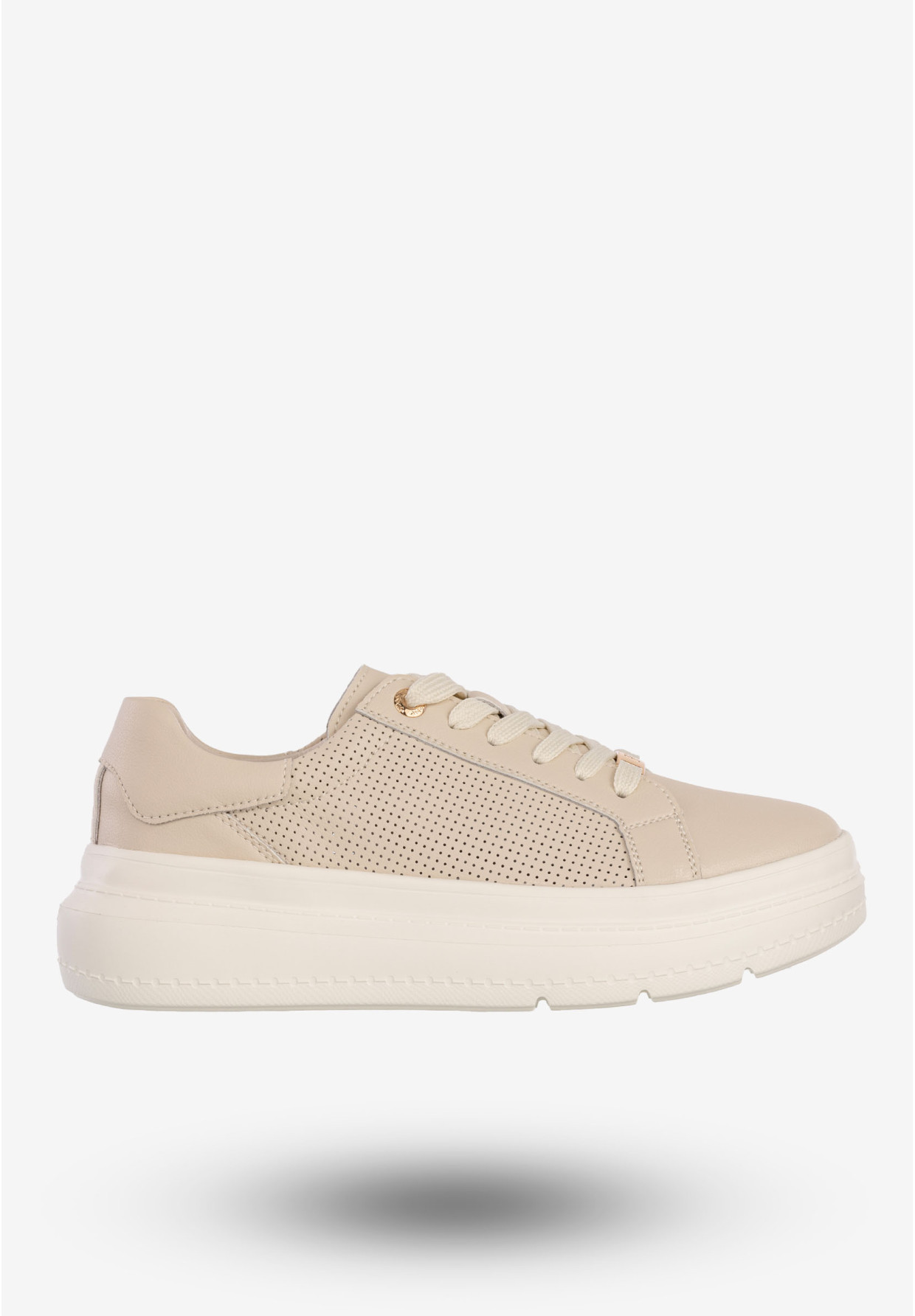 Sneakersy Damskie Skórzane Buty Na Platformie Półbuty Beżowe Filippo