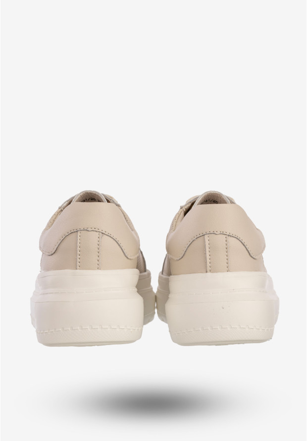 Sneakersy Damskie Skórzane Buty Na Platformie Półbuty Beżowe Filippo