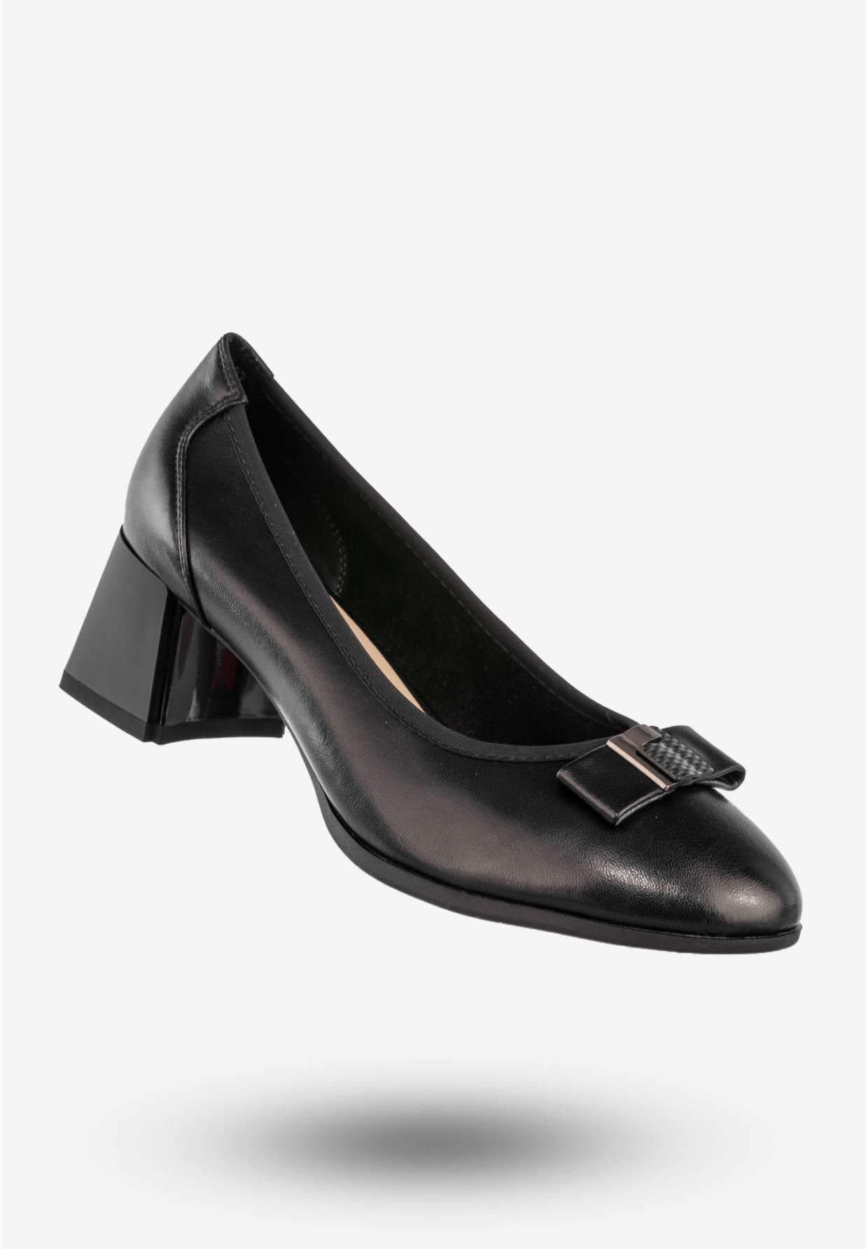 Czółenka Damskie Skórzane Buty na Obcasie Eleganckie Półbuty Czarne Filippo