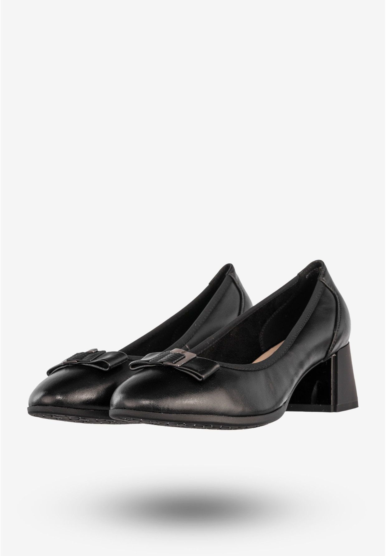 Czółenka Damskie Skórzane Buty na Obcasie Eleganckie Półbuty Czarne Filippo