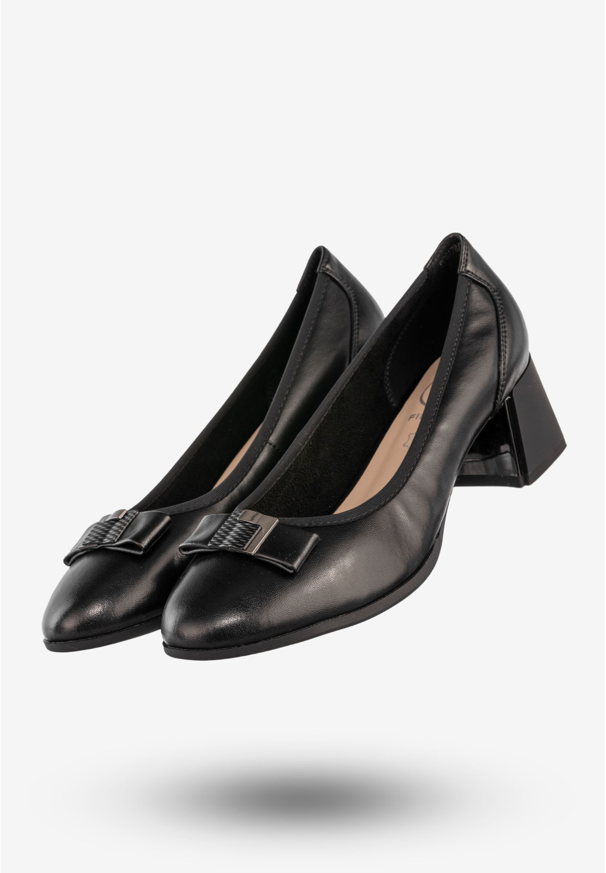 Czółenka Damskie Skórzane Buty na Obcasie Eleganckie Półbuty Czarne Filippo