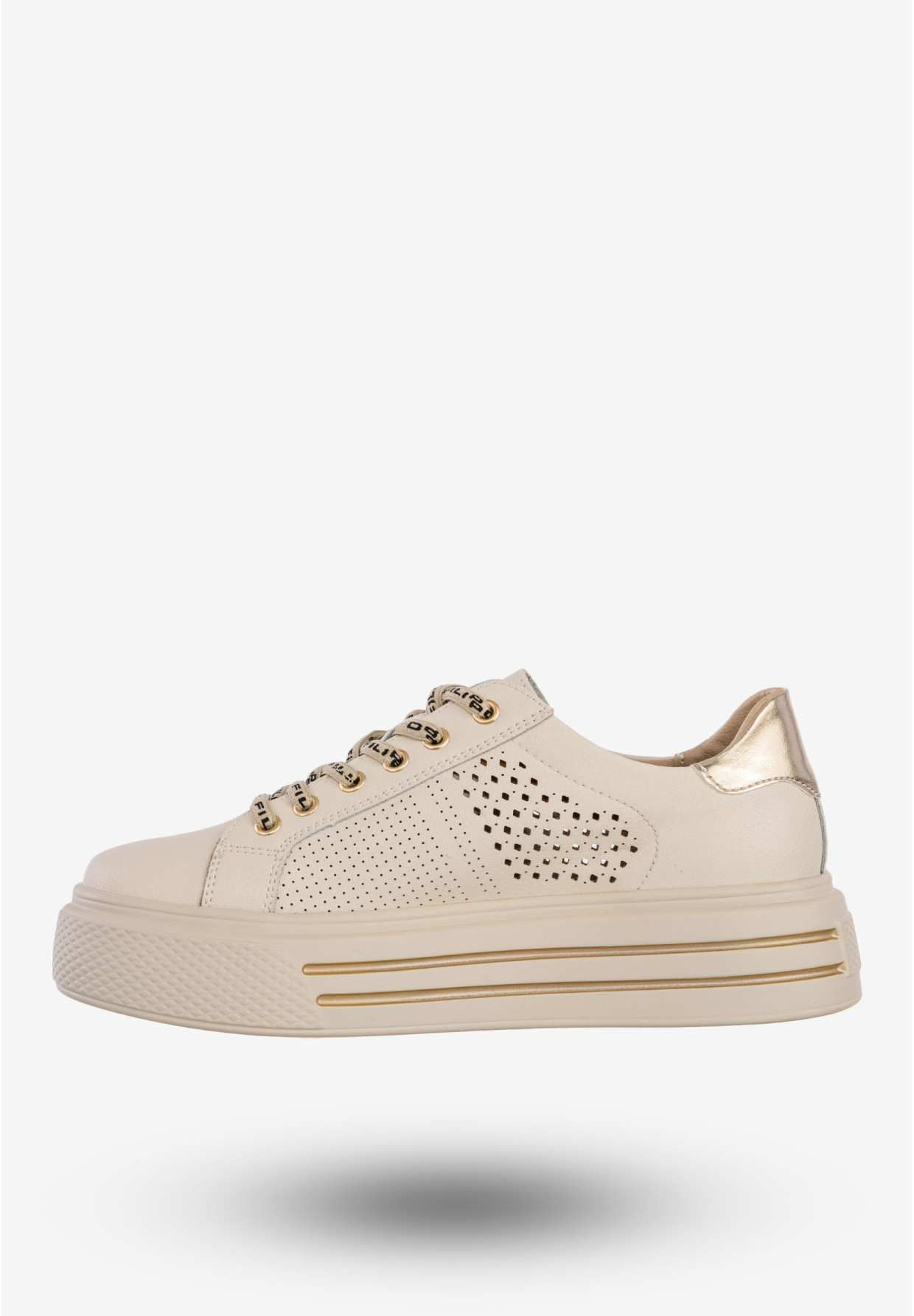 Sneakersy Damskie Skórzane Buty Sportowe Na Platformie Stylowe Beżowe Filippo