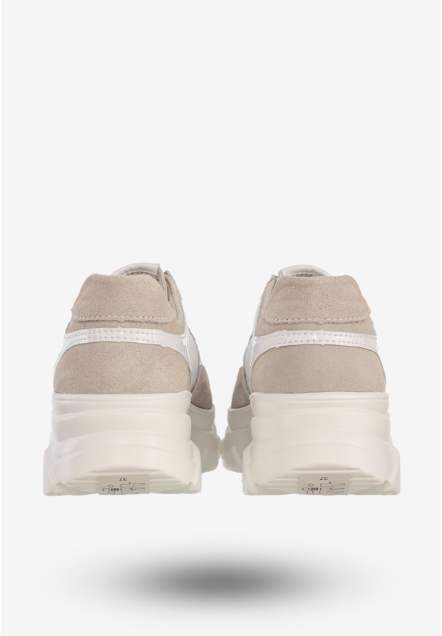 Sneakersy Damskie Skórzane Buty Na Platformie Sportowe Półbuty Białe Filippo