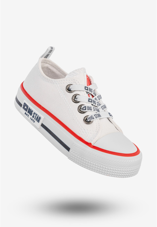 Białe trampki dziecięce BIG STAR KK374068 z czerwonym akcentem