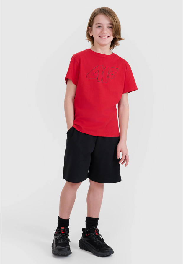 Koszulka Chłopięca 4F T-shirt Z Nadrukiem Czerwony 4FJWSS25TTSHM2325