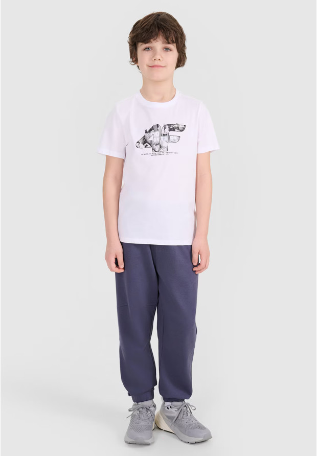 Koszulka Chłopięca 4F T-shirt Z Nadrukiem Biały 4FJRSS24TTSHM2210