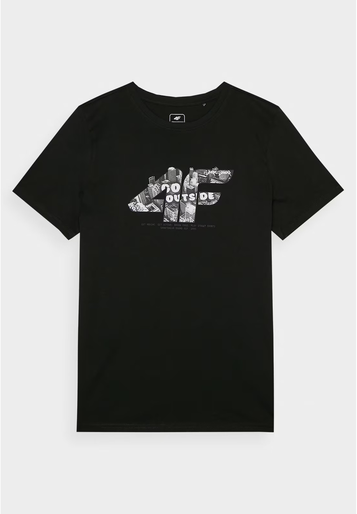 Koszulka Chłopięca 4F T-shirt Z Nadrukiem Czarny 4FJRSS24TTSHM2210