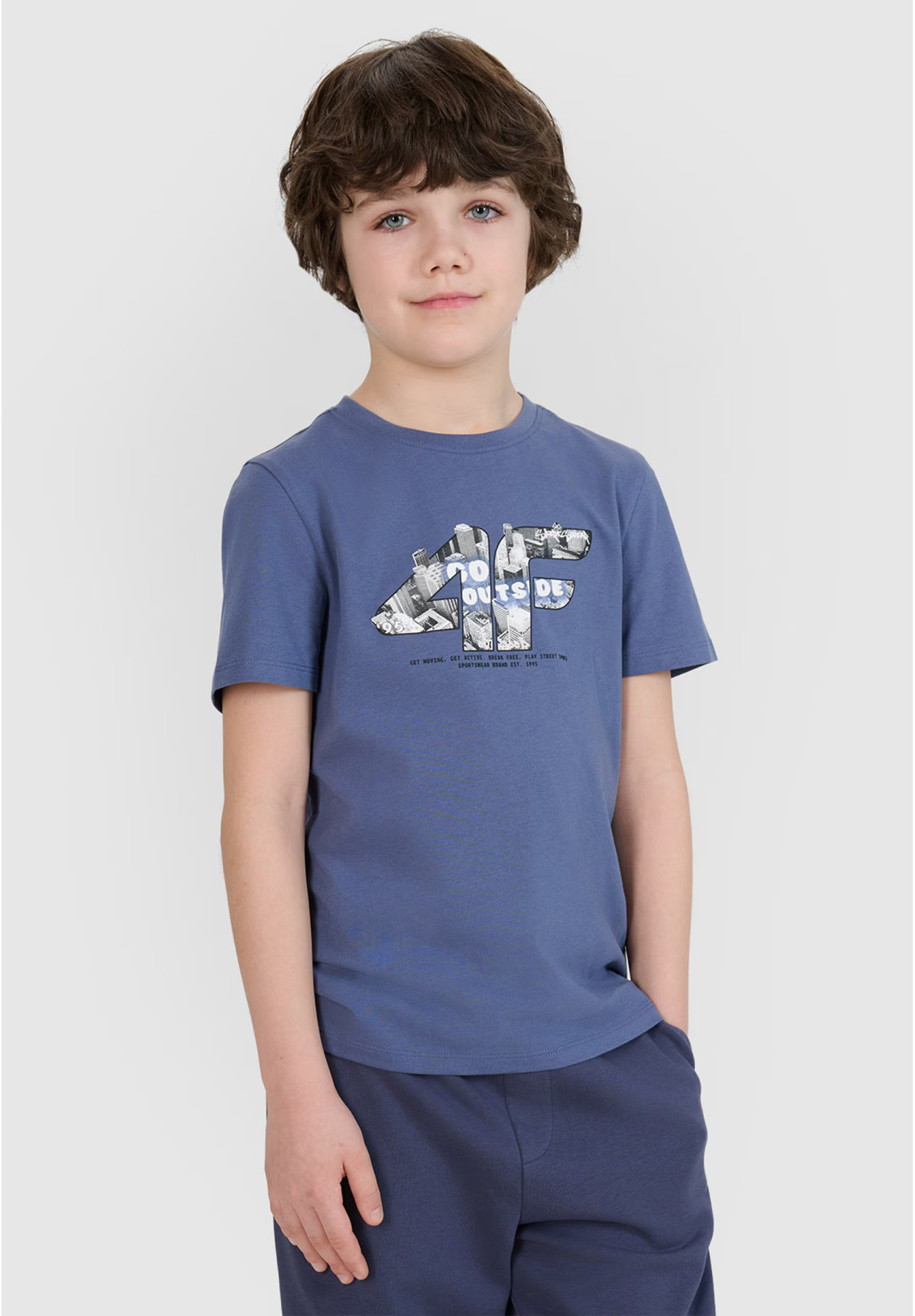 Koszulka Chłopięca 4F T-shirt Z Nadrukiem Niebieski 4FJRSS24TTSHM2210