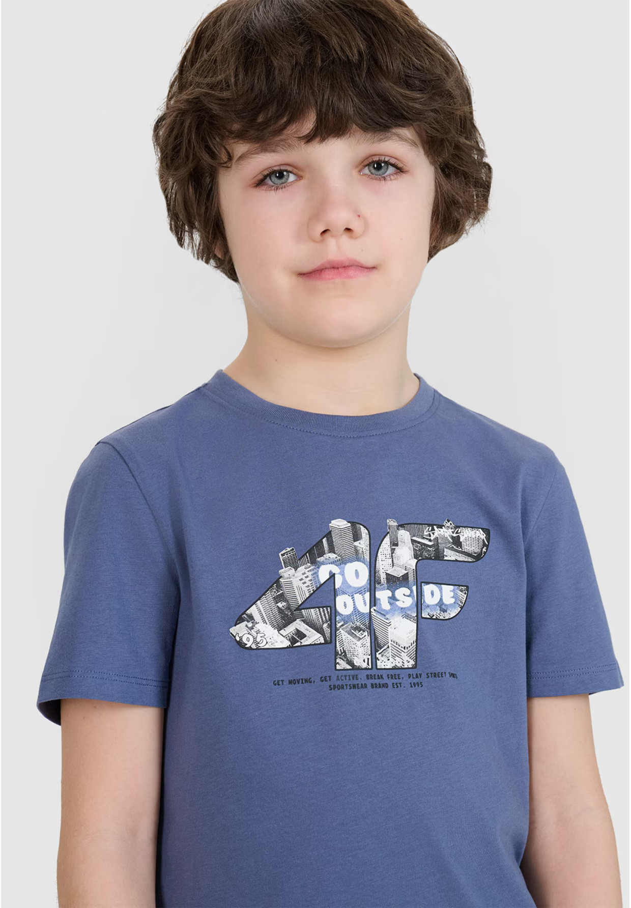 Koszulka Chłopięca 4F T-shirt Z Nadrukiem Niebieski 4FJRSS24TTSHM2210