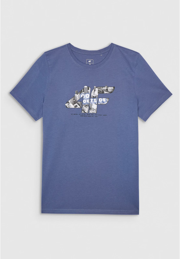 Koszulka Chłopięca 4F T-shirt Z Nadrukiem Niebieski 4FJRSS24TTSHM2210