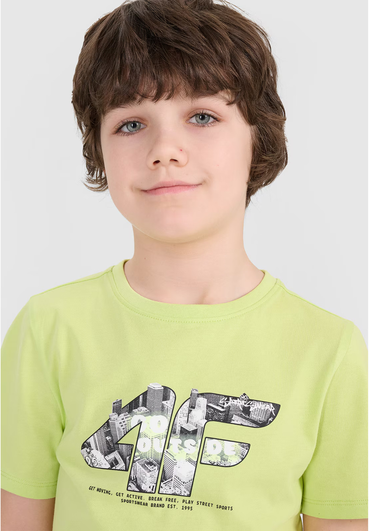 Koszulka Chłopięca 4F T-shirt Z Nadrukiem Jasny Zielony 4FJRSS24TTSHM2210