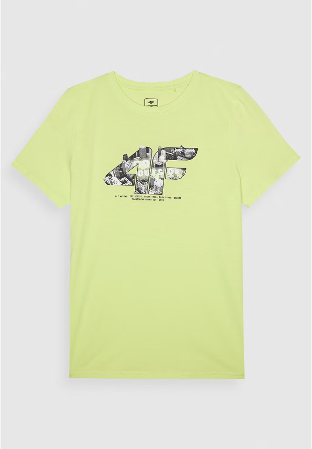 Koszulka Chłopięca 4F T-shirt Z Nadrukiem Jasny Zielony 4FJRSS24TTSHM2210