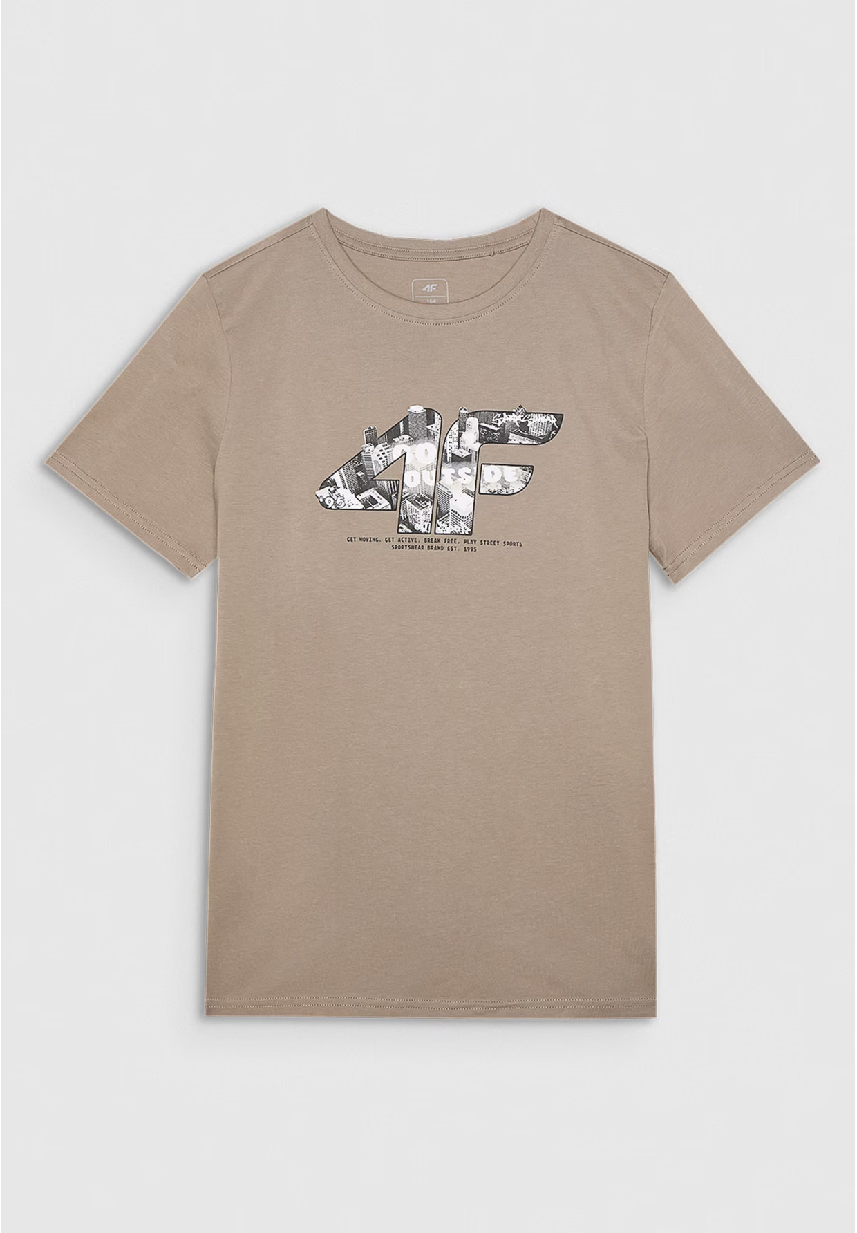 Koszulka Chłopięca 4F T-shirt Z Nadrukiem Beżowa 4FJRSS24TTSHM2210