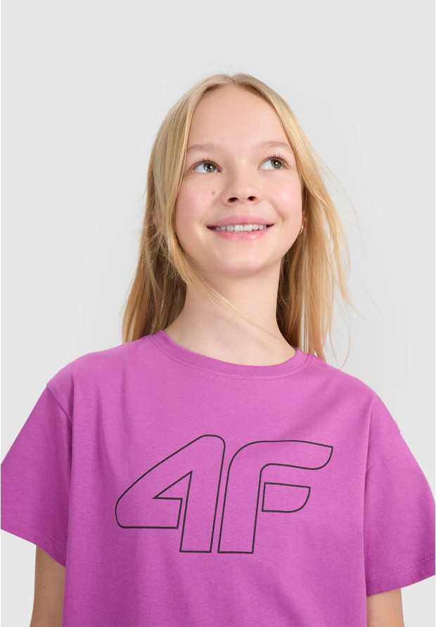 Koszulka Dziewczęca 4F T-shirt Oversize Fioletowa 4FJWSS25TTSHF2327