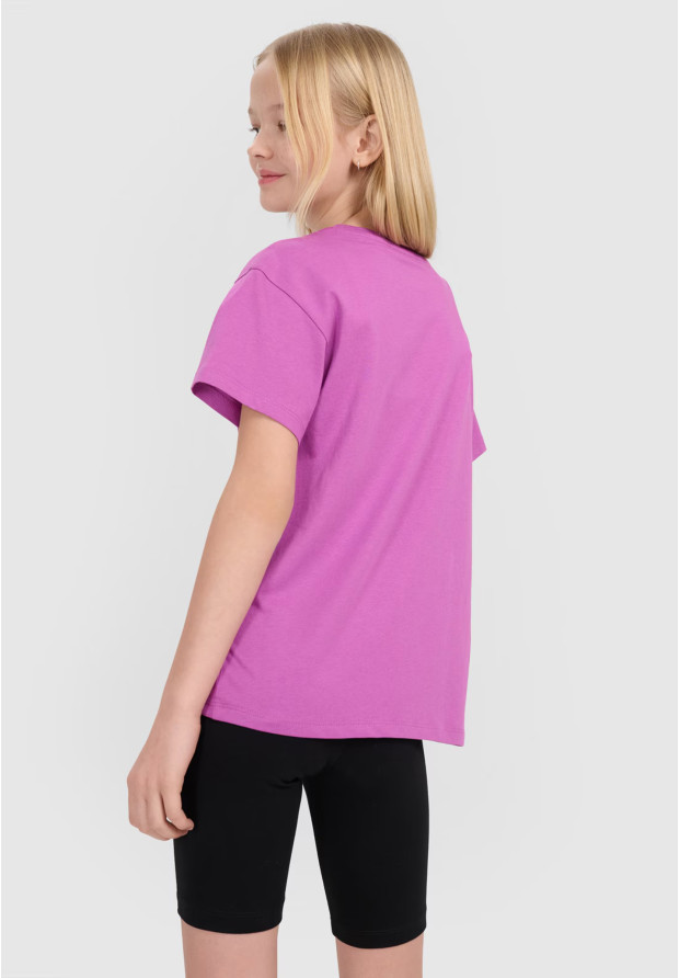 Koszulka Dziewczęca 4F T-shirt Oversize Fioletowa 4FJWSS25TTSHF2327