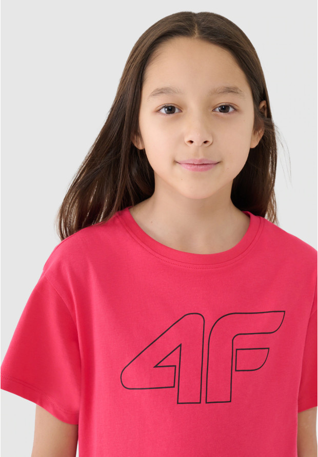 Koszulka Dziewczęca 4F T-shirt Oversize Różowa 4FJWSS25TTSHF2327
