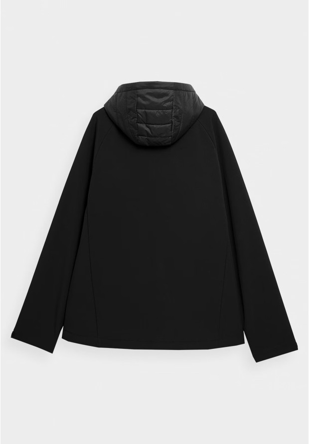 Kurtka Męska 4F Softshell Wiatroodporna Z Kapturem Czarna 4Faw21TSOFM096